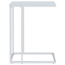 Coaster Furniture Stella 900250 White Glass Top C-Shaped Sofa Side Table - Chrome IMAGE 4