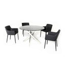 VIG Furniture Round Modrest Dining Table with Glass Top and Trestle Base Modrest VGLET07-SMK IMAGE 2