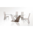 VIG Furniture Modrest Dining Table with Glass Top and Trestle Base Modrest Vertex VGGU983DT-2 IMAGE 2