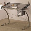 Coaster Furniture Melo 800986 41-inch Glass Top Drafting Table with Storage - Silver IMAGE 8