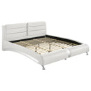 Coaster Furniture Jeremaine 300345KE Upholstered Eastern King Sleigh Bed - White IMAGE 1