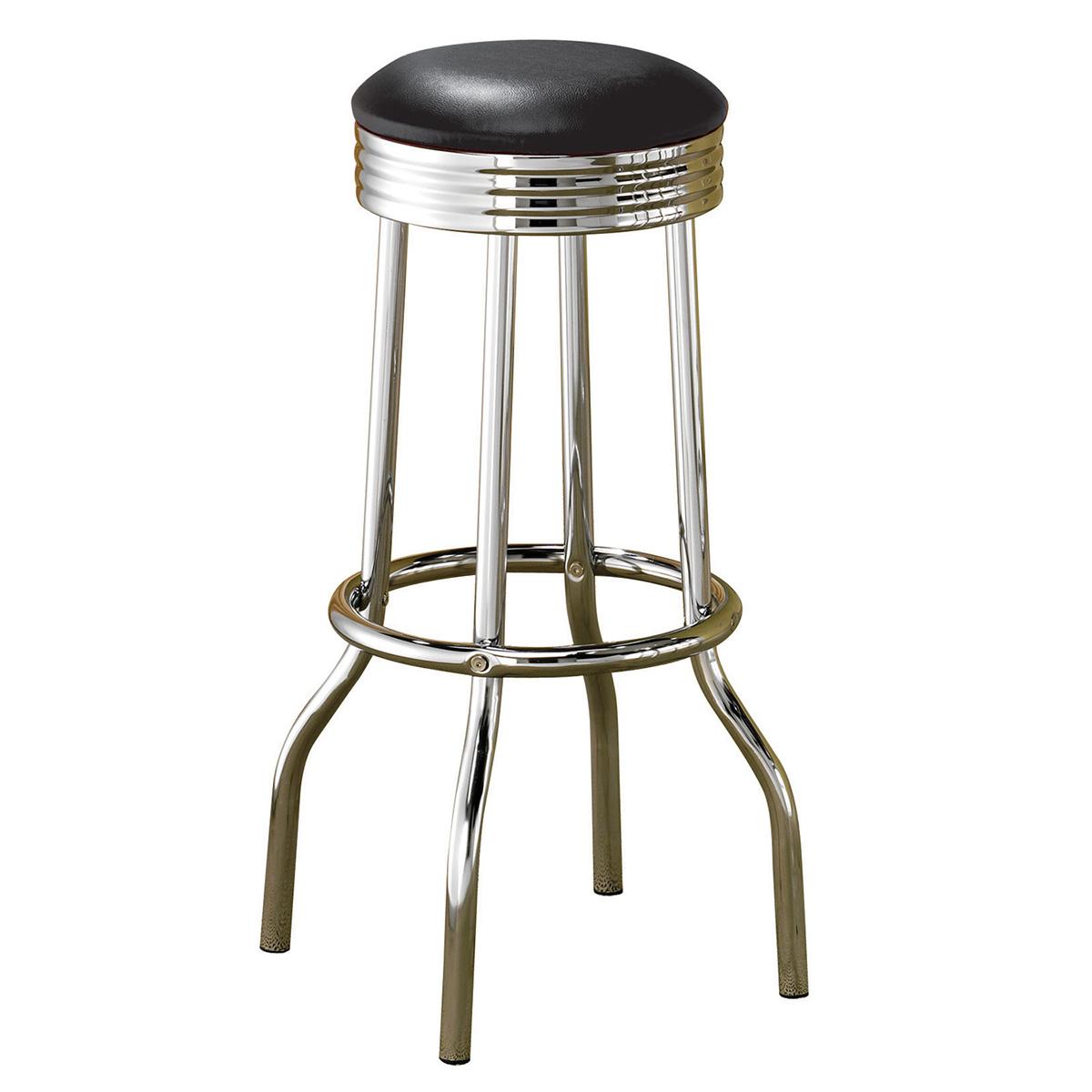 Coaster Furniture Retro 2408 Upholstered Metal Swivel Bar Stool - Blac