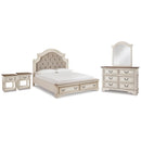 Signature Design by Ashley Realyn B743B66 7 pc King Upholstered Panel Storage Bedroom Set IMAGE 1
