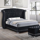 Coaster Furniture Barzini 300643Q Upholstered Queen Wingback Bed - Black IMAGE 1