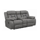 Coaster Furniture Higgins 602262 Upholstered Motion Reclining Loveseat - Grey IMAGE 1