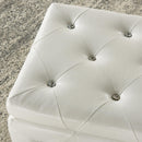 !nspire Monique 402-130WT Rectangular Storage Ottoman Bench - White and Chrome IMAGE 6