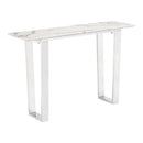 Zuo Atlas 100709 Console Table - White & Silver IMAGE 1