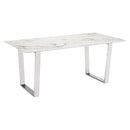 Zuo Atlas 100707 Dining Table - White & Silver IMAGE 1