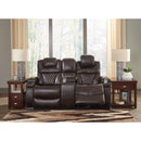 Signature Design by Ashley Warnerton Power Reclining Leather Look Loveseat with Console 7540718 IMAGE 4