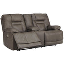 Signature Design by Ashley Wurstrow Power Reclining Leather Match Loveseat with Console U5460218 IMAGE 2