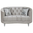 Coaster Furniture Avonlea 508462 Upholstered Sloped Arm Loveseat - Grey Velvet IMAGE 2