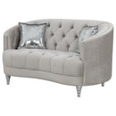 Coaster Furniture Avonlea 508462 Upholstered Sloped Arm Loveseat - Grey Velvet IMAGE 3
