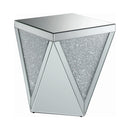 Coaster Furniture Amore 722507 Square Mirrored Acrylic Crystal Side End Table - Silver IMAGE 1