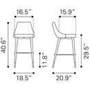 Zuo Piccolo 101097 Barstool - Grey IMAGE 8