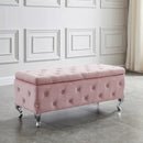 !nspire Monique 402-130BSH Rectangular Storage Ottoman Bench - Blush Pink and Chrome IMAGE 2