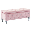 !nspire Monique 402-130BSH Rectangular Storage Ottoman Bench - Blush Pink and Chrome IMAGE 4