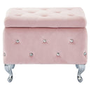 !nspire Monique 402-130SM-BSH Square Storage Ottoman - Blush Pink and Chrome IMAGE 4