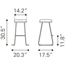 Zuo Bree 101264 Barstool - Burgundy & Gold IMAGE 11