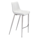 Zuo Magnus 101275 Barstool - White & Silver IMAGE 1