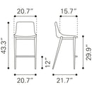 Zuo Magnus 101275 Barstool - White & Silver IMAGE 9