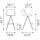 Zuo Aki 101288 Barstool - White & Walnut IMAGE 8