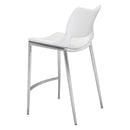 Zuo Ace 101390 Counter Stool - White & Silver IMAGE 5