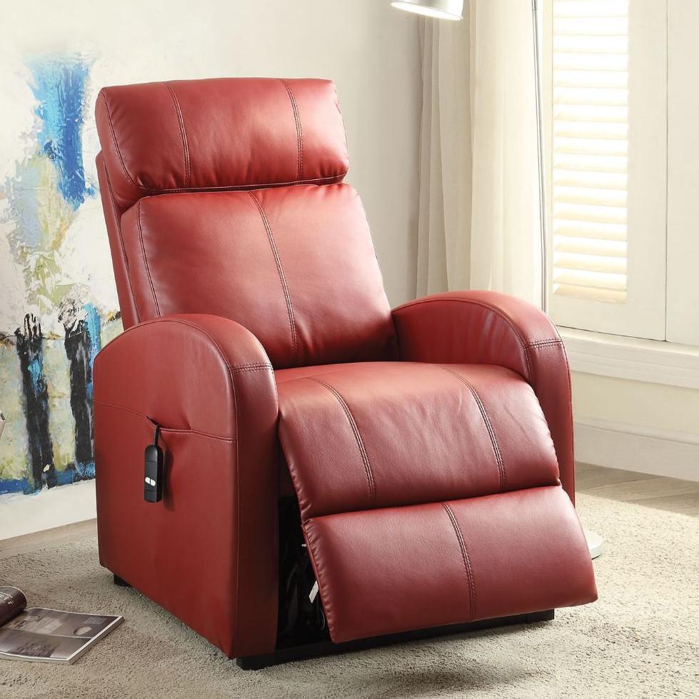 Faux Leather Power Motion Lift Recliner In Red Faux Leather Power Motion Lift Recliner In Red