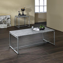 Acme Furniture Jurgen 83235 3 pc Coffee & End Set - Faux Concrete & Silver IMAGE 1