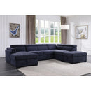 Acme Furniture Nekoda 55520 Storage Sleeper Sectional Sofa & Ottoman - Navy Blue IMAGE 2