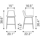 Zuo Byron 101775 Counter Stool - Grey IMAGE 10