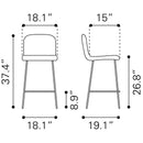 Zuo Var 101894 Counter Stool - Yellow IMAGE 9