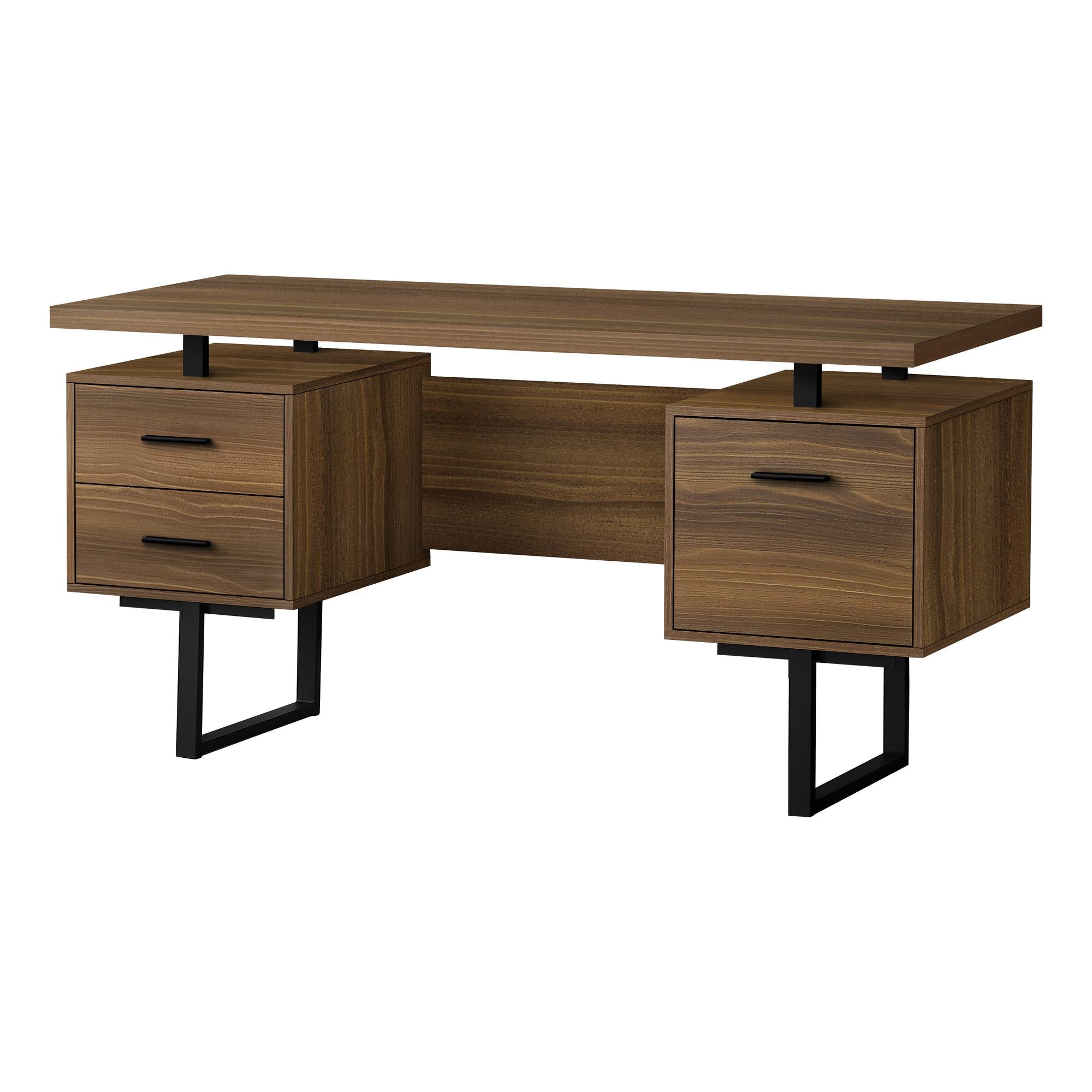 Monarch I 7625 Computer Desk - Walnut/Black Metal