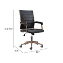 Zuo Auction 109021 Office Chair - Vintage Black IMAGE 10