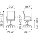 Zuo Auction 109022 Office Chair - Espresso IMAGE 12