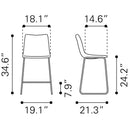 Zuo Smart 109323 Counter Stool - Vintage Espresso IMAGE 10