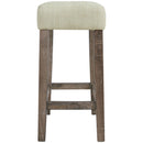 Elements International Oak Lawn Grey Bar Table Single Pack (Table + 3 Tan Fabric Stools) IMAGE 10