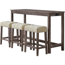 Elements International Oak Lawn Grey Bar Table Single Pack (Table + 3 Tan Fabric Stools) IMAGE 1