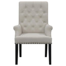 Coaster Furniture Alana 115183 Velvet Upholstered Dining Arm Chair - Sand IMAGE 2