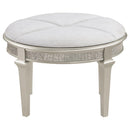 Coaster Furniture Evangeline 223399 Upholstered Oval Vanity Stool - Silver and Ivory IMAGE 3