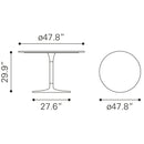 Zuo Metropolis 109445 Dining Table - Grey & Silver IMAGE 9