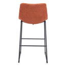 Zuo Smart 109682 Barstool - Burnt Orange IMAGE 4