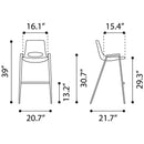 Zuo Desi 109734 Barstool - Brown & Walnut IMAGE 9