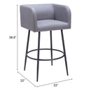 Zuo Horbat 110066 Barstool - Grey IMAGE 9