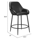 Zuo 110074 Vila Counter Stool - Black IMAGE 8