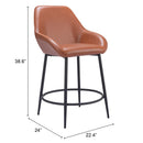 Zuo 109952 Vila Counter Stool - Brown IMAGE 8
