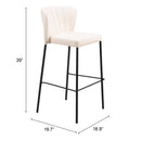Zuo Linz 109782 Barstool - Cream IMAGE 10