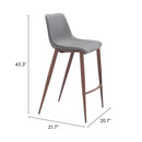 Zuo Magnus 109938 Barstool - Slate Grey & Walnut IMAGE 8