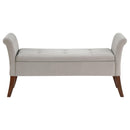 Coaster Furniture Farrah 910238 Velvet Upholstered Rolled Arm Storage Bench - Beige IMAGE 4