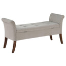 Coaster Furniture Farrah 910238 Velvet Upholstered Rolled Arm Storage Bench - Beige IMAGE 7