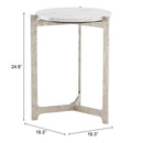 Zuo Barmas 110256 Side Table - White & Silver IMAGE 7